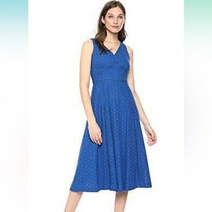 Calvin Klein cotton eyelet lace fit and flare v-neck dress